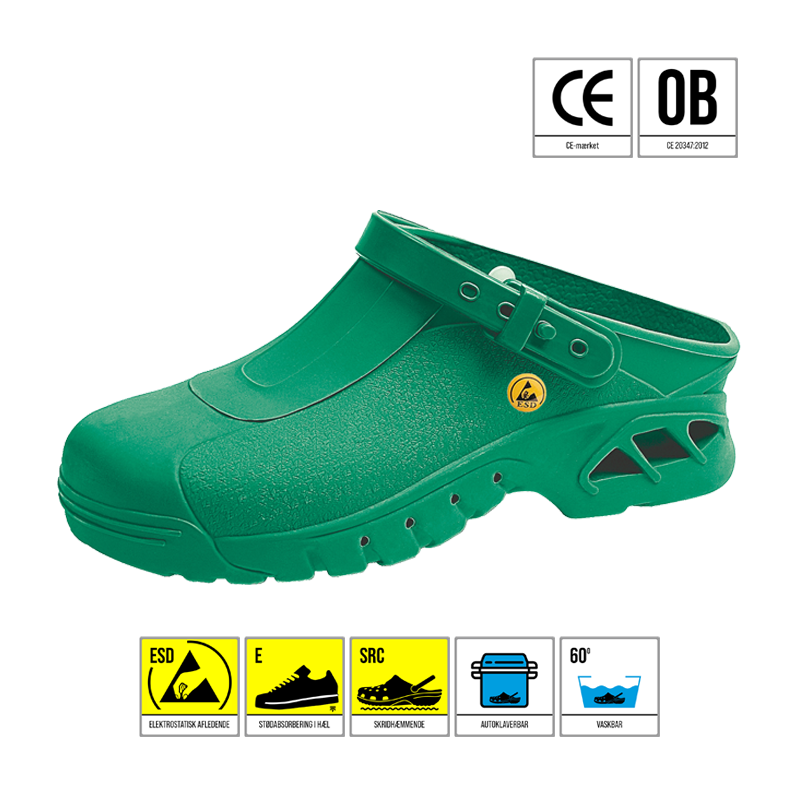 396200-1-Abebea-grøn-Autoklaverbar-ESD-SRC-skridhæmmende-clogs-træsko-fra-reporto ESD Autoklaverbar clogs træsko fra Abeba