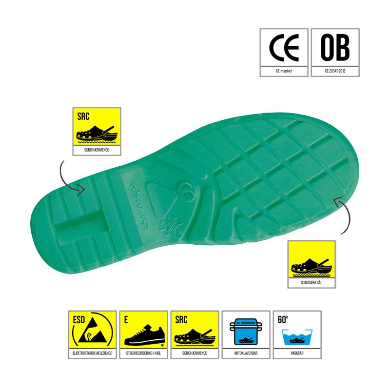396200-2-Abebea-grøn-Autoklaverbar-ESD-SRC-skridhæmmende-clogs-træsko-fra-reporto ESD Autoklaverbar clogs træsko fra Abeba
