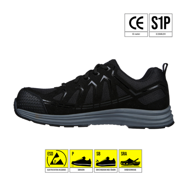 Skechers Work ESD SRA Mens Malad II sikkerhedssko Sort - REPORTO SKO