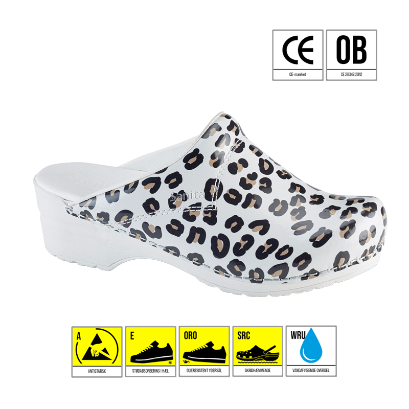 Sanita San Flex A ORO SRC WRU træsko clogs wild life leopard REPORTO SKO