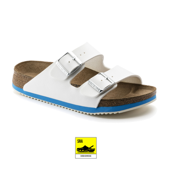 Selvforkælelse Tid piedestal Birkenstock Pro Arizona SL SRA super-grip sandal normal bredde hvid-blå -  REPORTO SKO