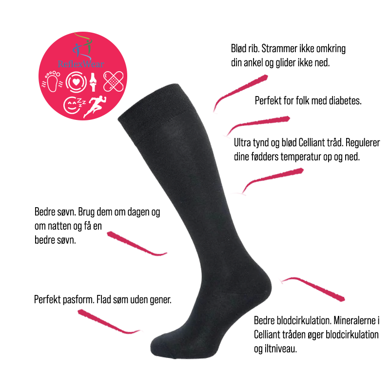 diabetesstrømpe flystrømpe reflexwear